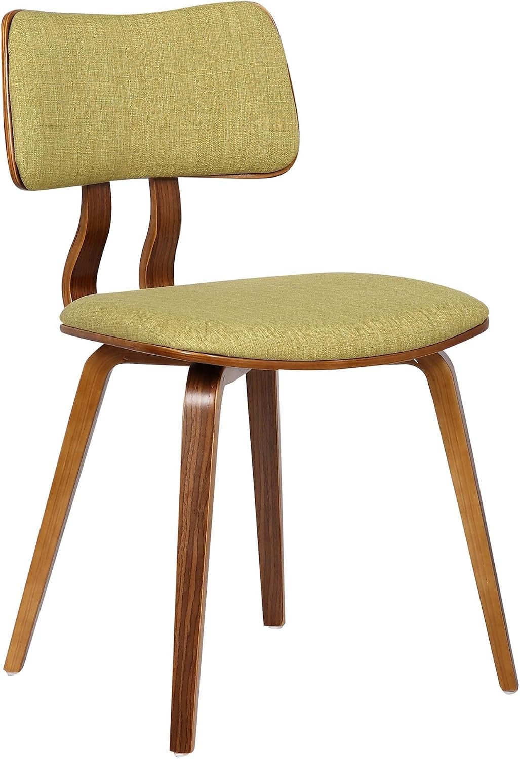 Mid-Century Modern Dining Chair with Walnut Wood and Green Fabric Mid-Century Modern Dining Chair with Walnut Wood and Green Fabric - Image 1